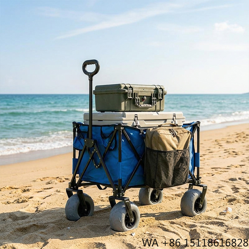 Outdoor Furniture Table - Foldable Metal Beach Wagon Quick Release