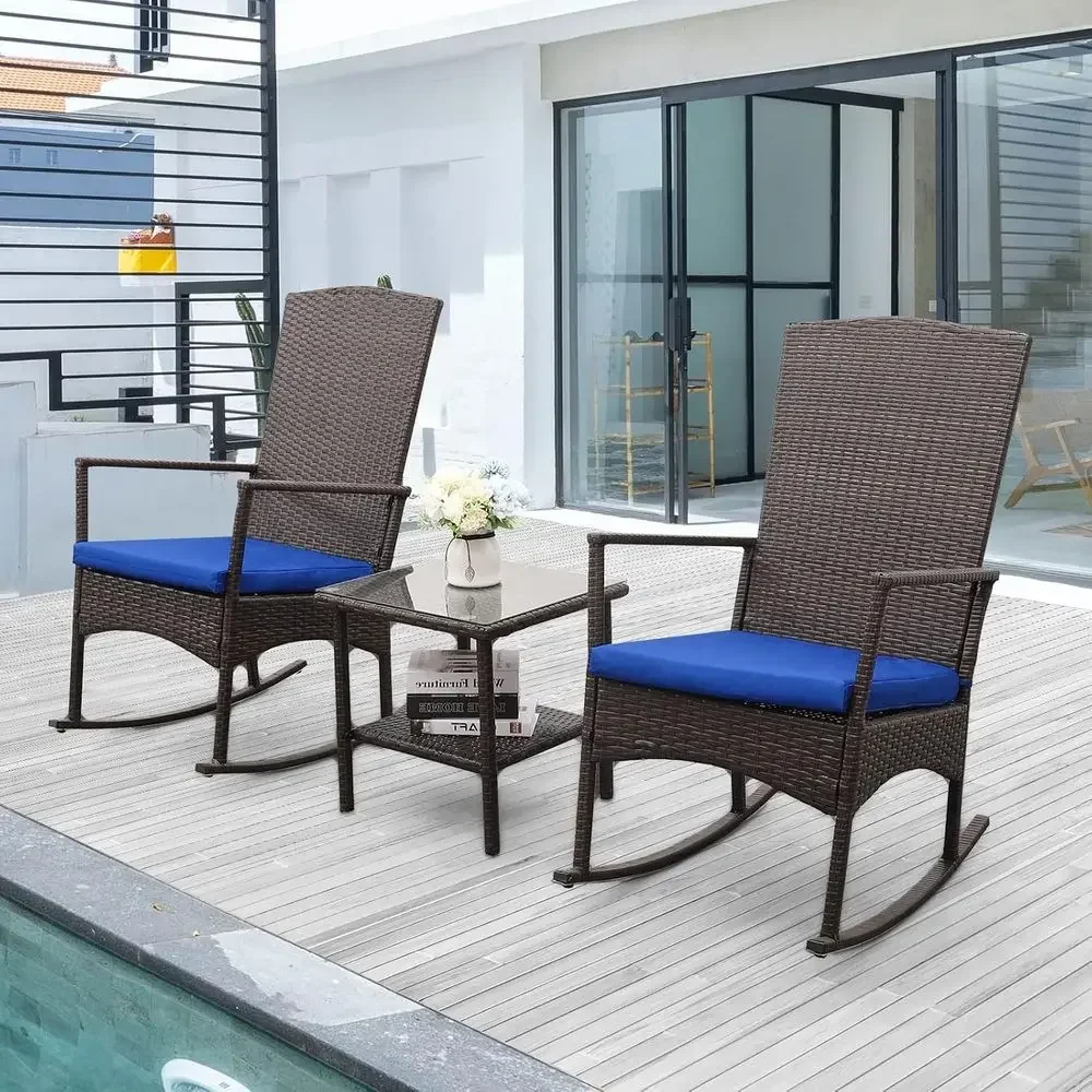 Outdoor PE Wicker Rocking Chai - Bistro Table Set recension och pris