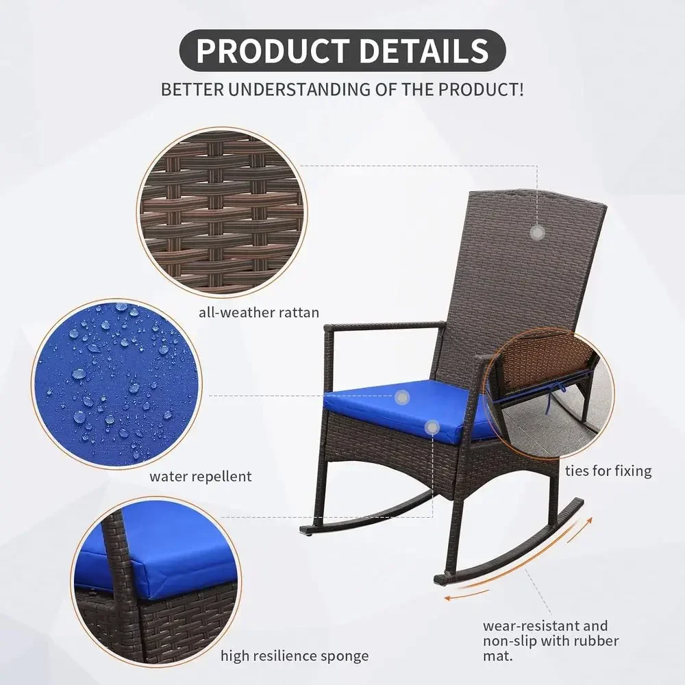 Outdoor PE Wicker Rocking Chai - Bistro Table Set recension och pris