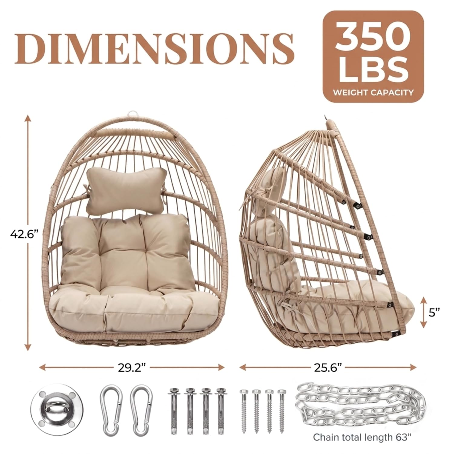 350LBS Wicker Hanging Egg Swin - Outdoor Furniture Without Cushions recension och pris