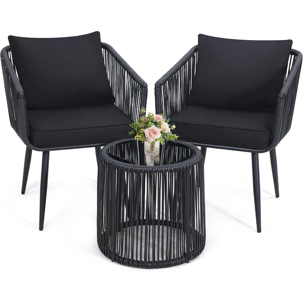 3-Piece Patio Rattan Bistro Co - Bistro Table Set recension och pris