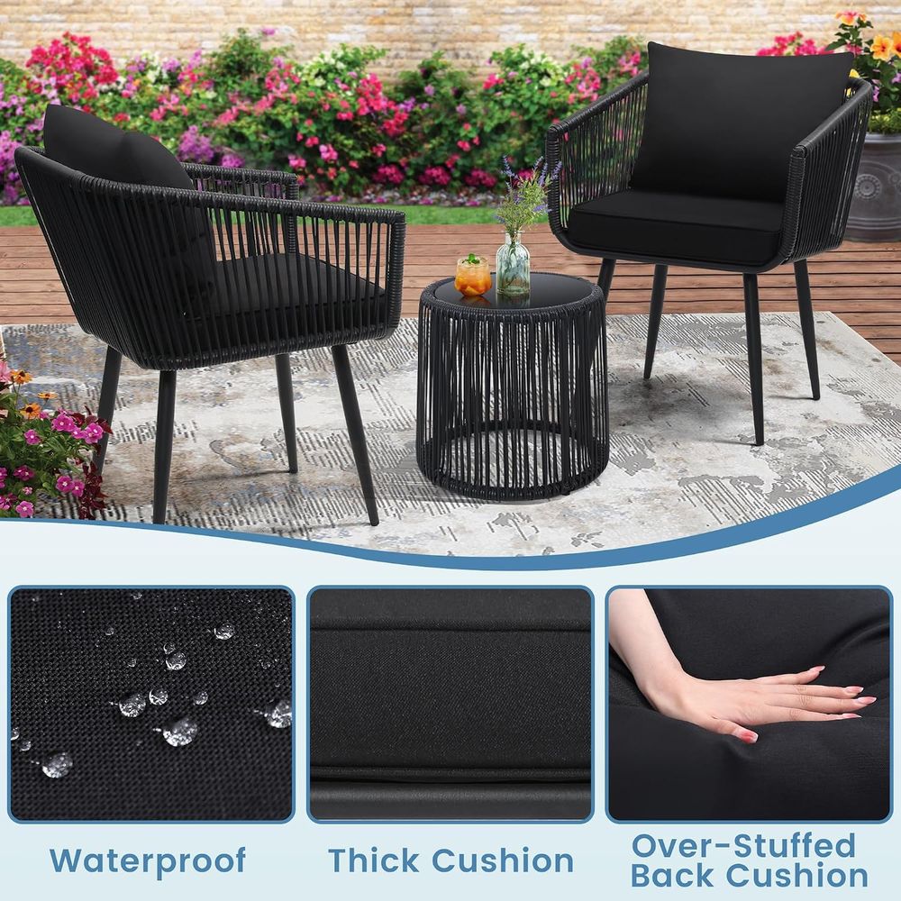 3-Piece Patio Rattan Bistro Co - Bistro Table Set recension och pris