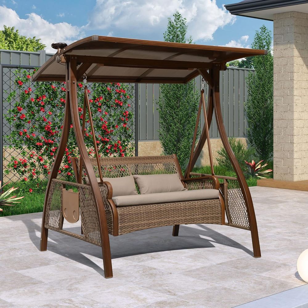 Patio Porch Swing Chair with 2 - Outdoor Furniture Without Cushions recension och pris