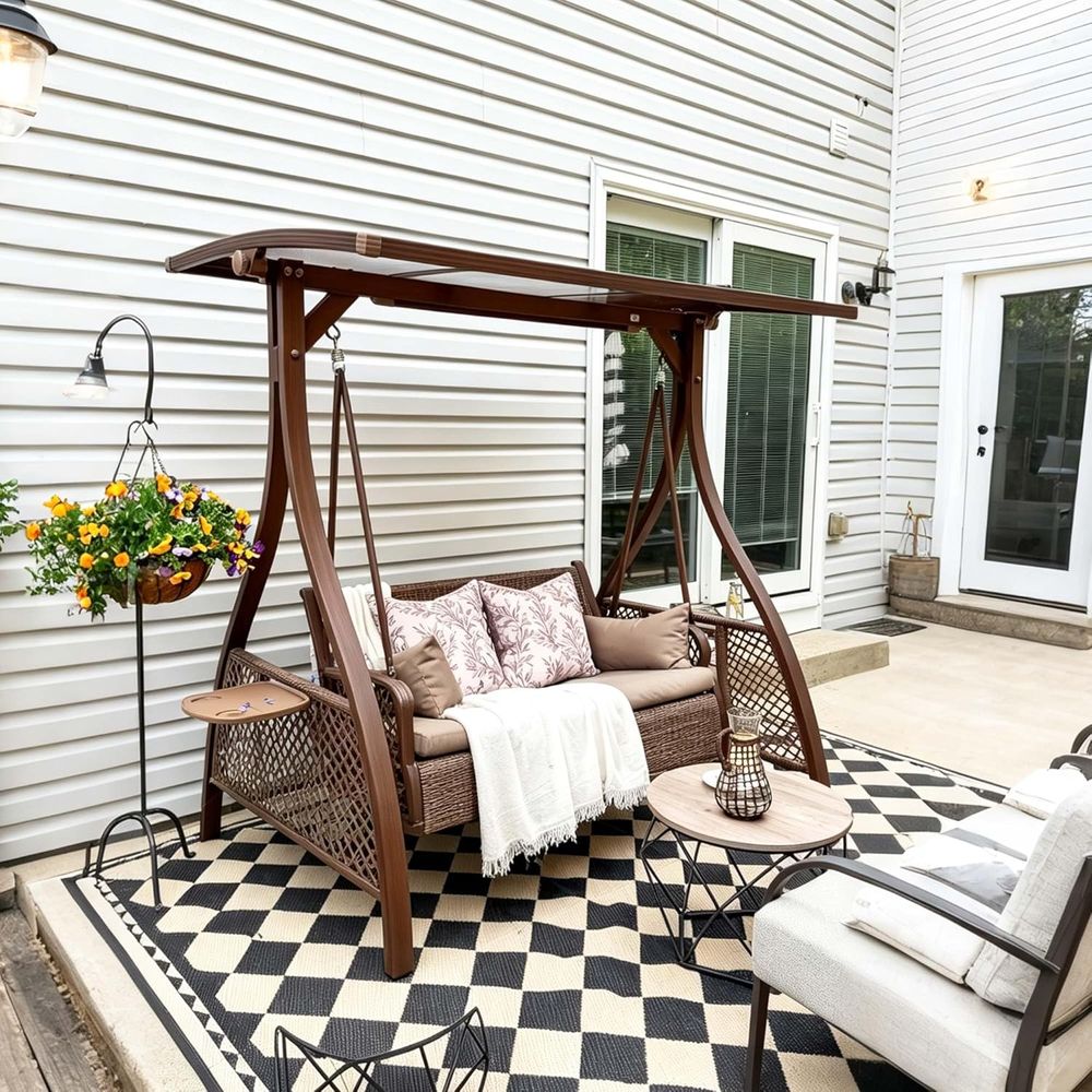 Patio Porch Swing Chair with 2 - Outdoor Furniture Without Cushions recension och pris