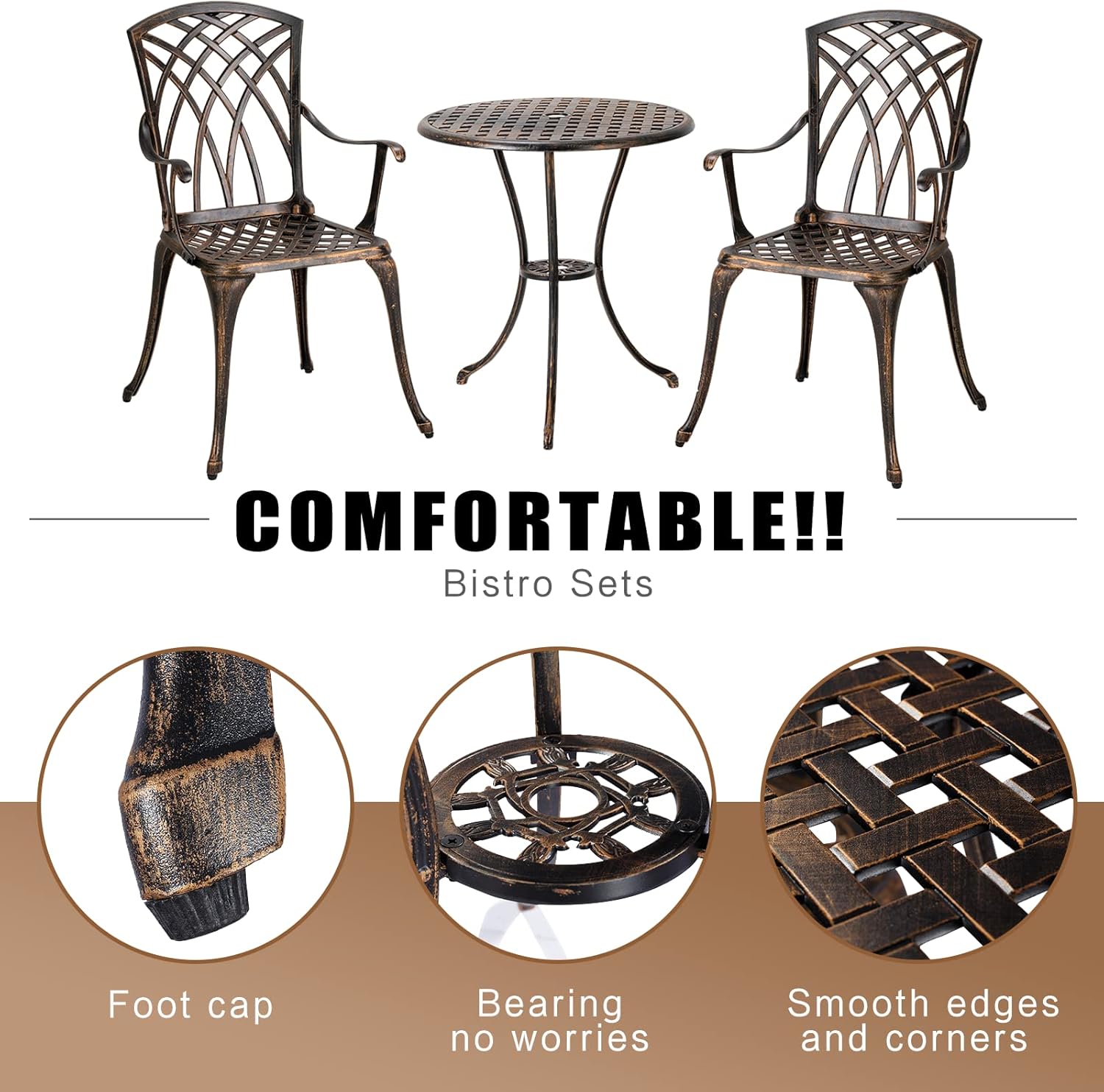 Bronze rust-resistant cast alu - Bistro Table Set recension och pris