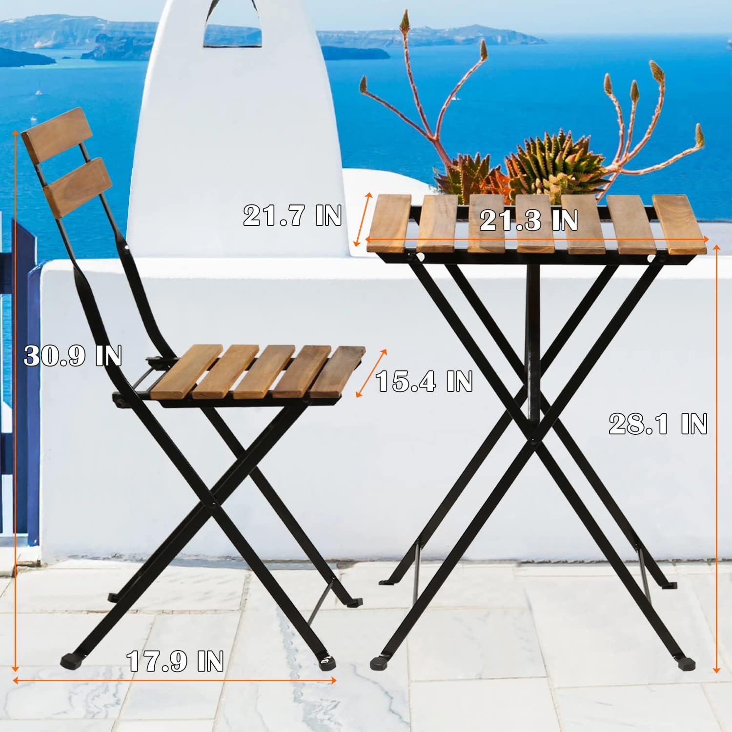 Natural wood 3-piece folding p - Bistro Table Set recension och pris