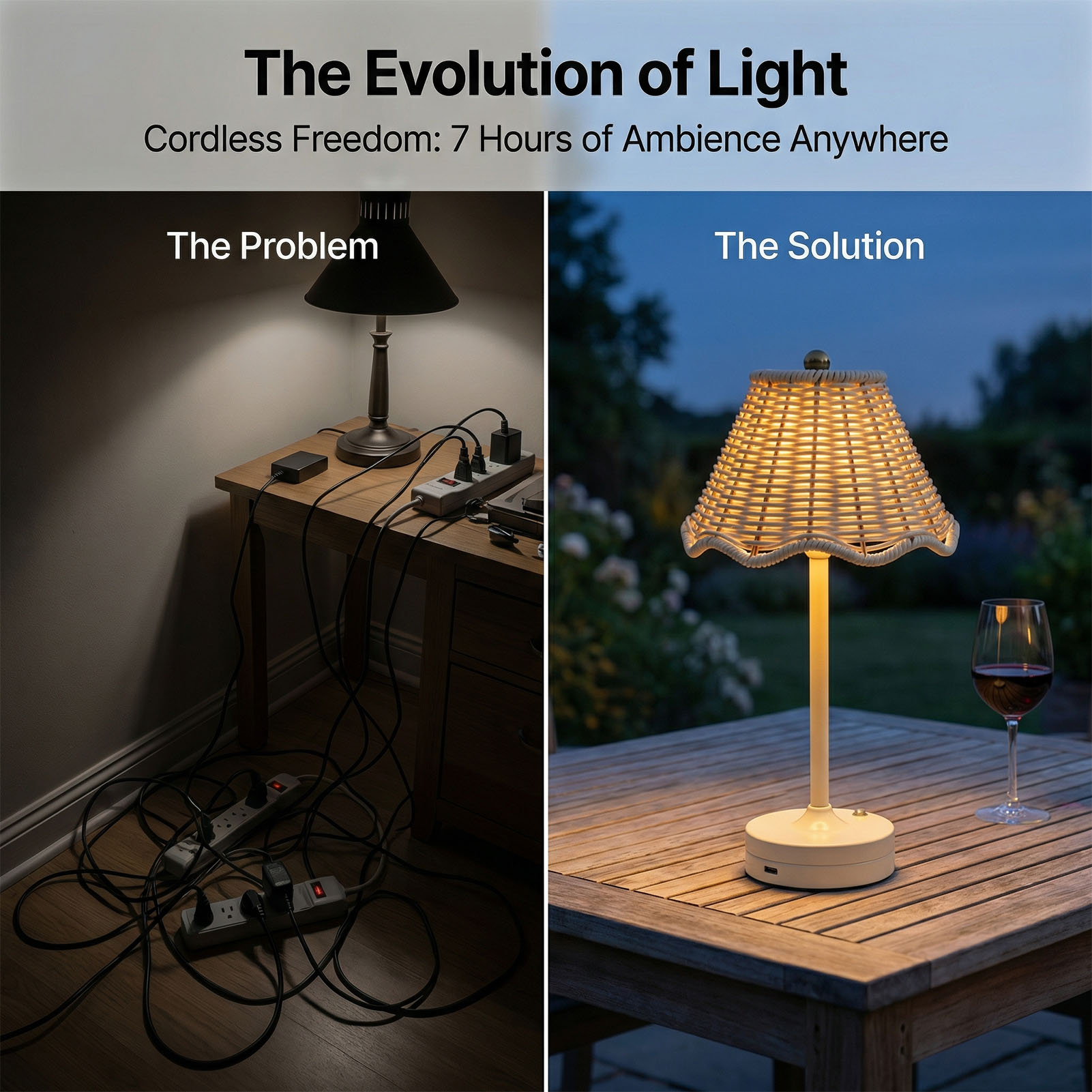 LED Vintage Rattan Table Lamp  - Outdoor Furniture Sale recension och pris