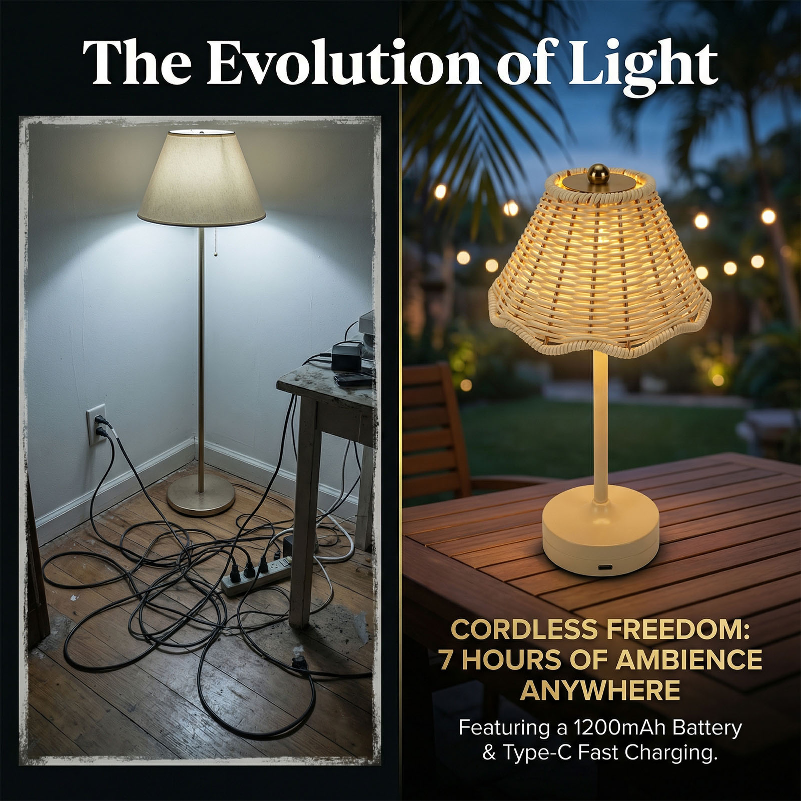 LED Vintage Rattan Table Lamp  - Outdoor Furniture Sale recension och pris