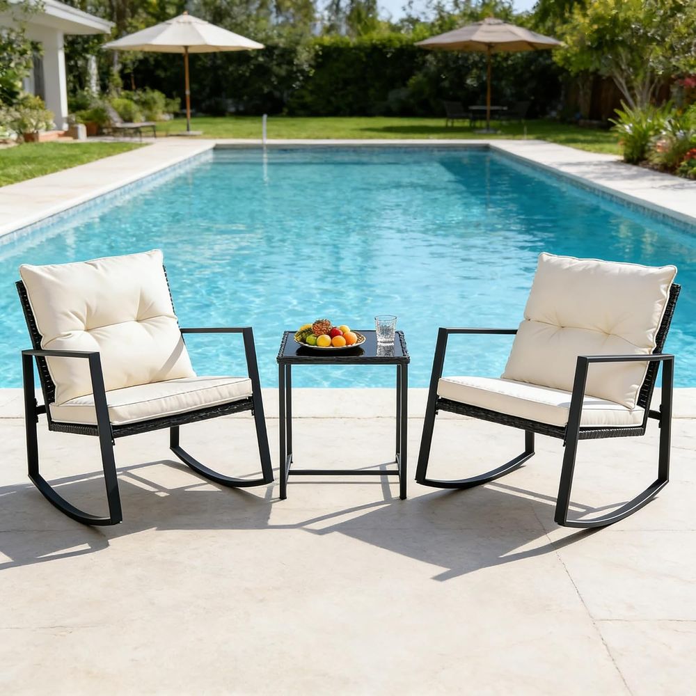 3 Piece Outdoor Rocking Bistro - Bistro Table Set recension och pris