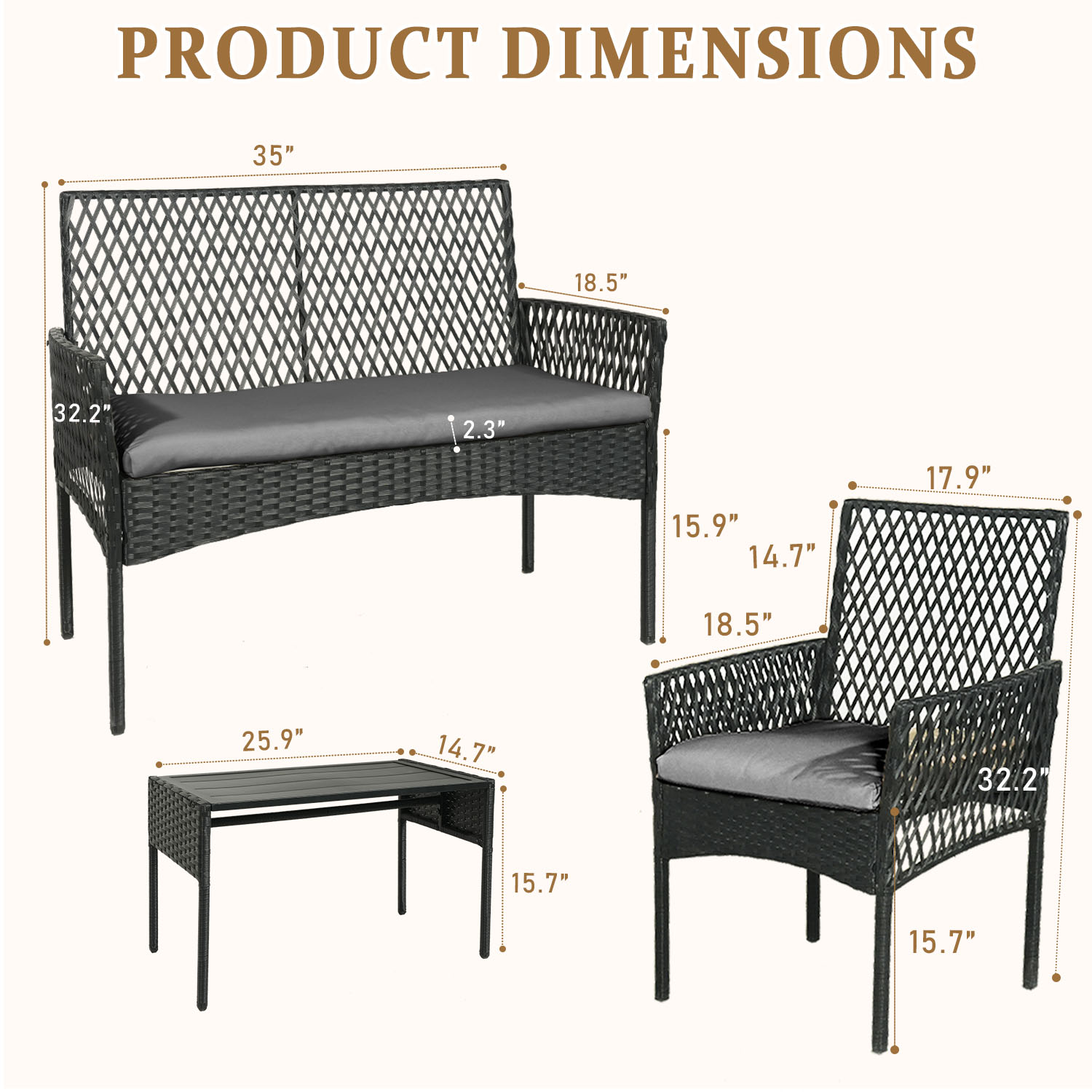 Outdoor Patio Furniture Set 4- - Outdoor Furniture Without Cushions recension och pris