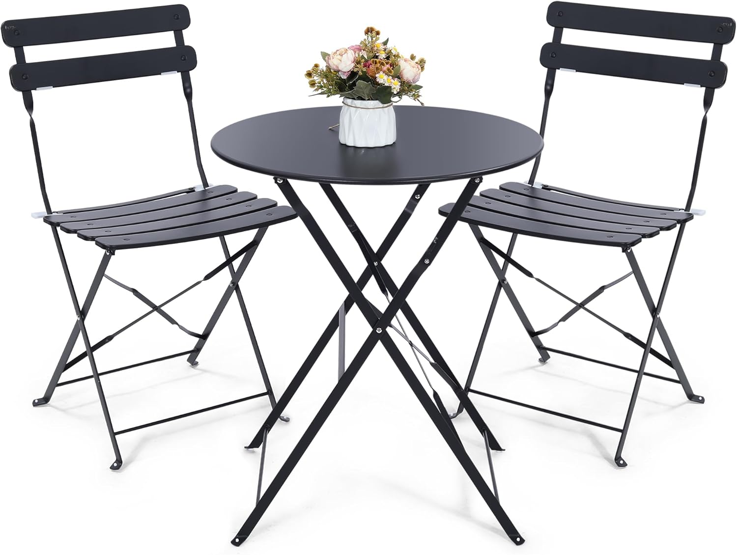 Space-saving black 3-piece fol - Bistro Table Set recension och pris