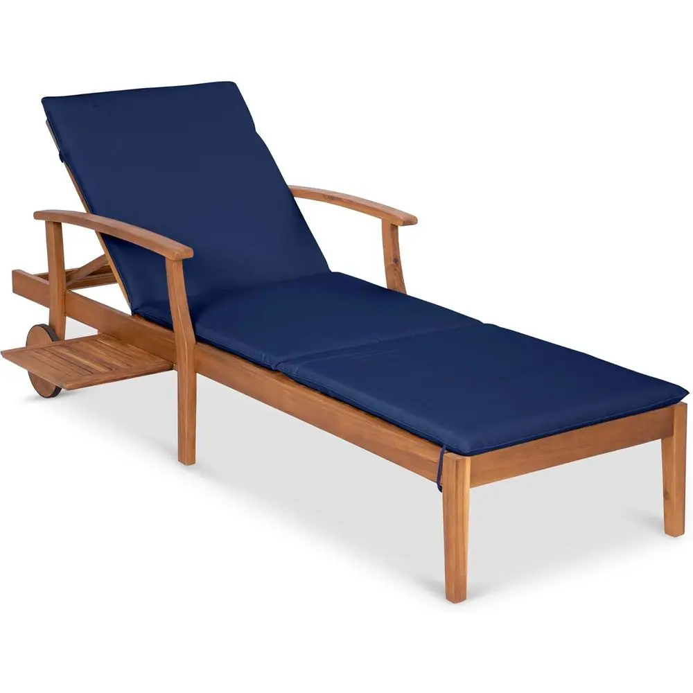 Navy Blue Acacia Wood Chaise L - Outdoor Furniture Without Cushions recension och pris