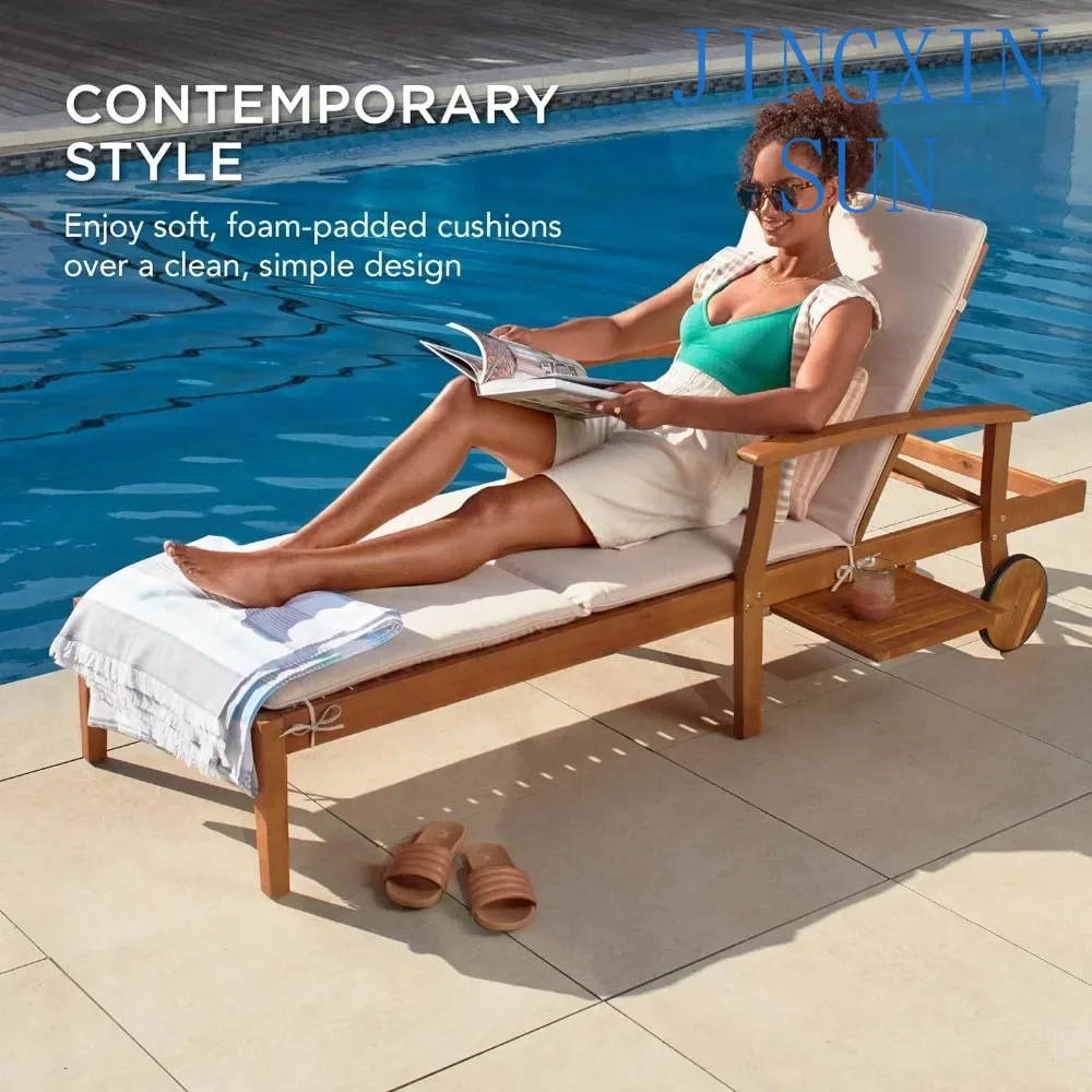 79x26in Acacia Wood Chaise Lou - Outdoor Furniture Without Cushions recension och pris
